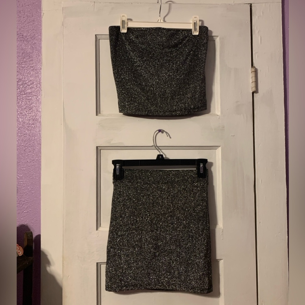 Forever 21 Sparkly Two Piece Top & Skirt Set
